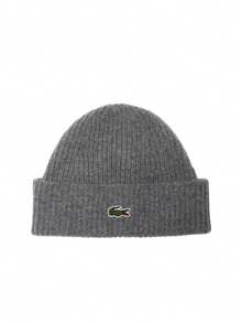 Lacoste Wool Unisex Beanie Hat Grey - Agate Chine - View 1