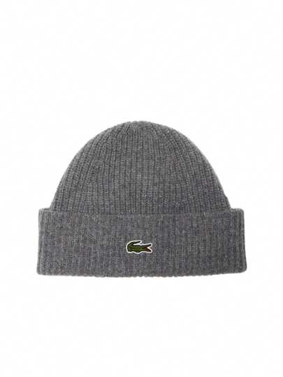 Lacoste Wool Unisex Beanie Hat Grey