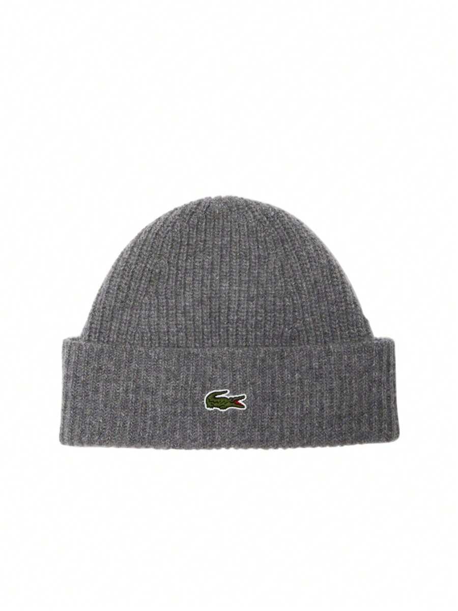 Lacoste Wool Unisex Beanie Hat Grey - Agate Chine - View 1