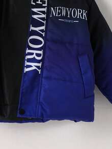 男童渐变数码印花字母领绗缝外套，休闲时尚，适合冬季室内外穿着