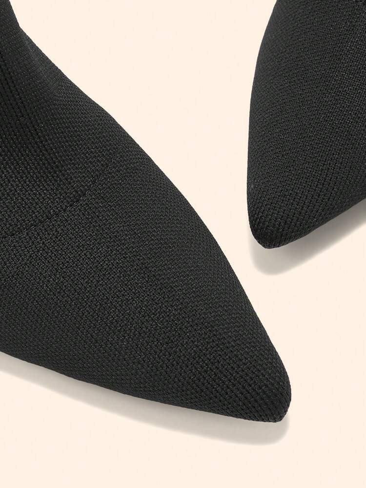 CUCCOO BASICS Women's Fashion Black Ankle Strap Knit Material Pointed Toe Stiletto Heel Ankle Boots, Sexy For Date, Party, Formal Occasions For Christmas Spring Shoes