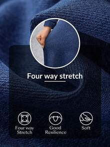 Flexra Women's Lapel NeckLong Sleeve Single-Breasted Casual Denim Dress - Blue - View 8