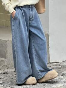 DAZY 少女喇叭裤 - 藍色 - 查看 4