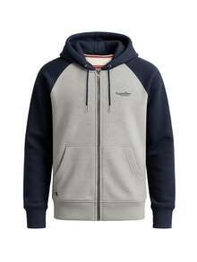 Essentials Men's Baseball Zip Hoodie Athletic Grey - Grå/Marinblå - Visa 4