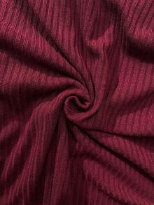 Auralis Women's Plus-Size Elegant Off-Shoulder Long-Sleeved Short Dress,Burgundy,Autumn,Smart Casual,Night Out Club Curve Outfits For Christmas & New Year - Red - View 9