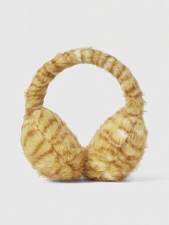 Fairycore 1pc Millennium Babe Vintage Furry Cat Print Ear Warmer, Fashionable Minimalist Versatile Wild Style Earmuffs For Women, Suitable For College, Dates, Travel, Halloween, Christmas And Other Autumn/Winter Outfits
