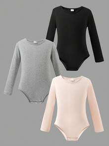 3pcs/Set Fashionable Jumpsuit For Young Girl, Available In Black, Gray, Apricot - Multicolor - View 1