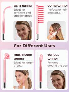 Teckwe High Frequency Acne Removal Device, Personal Skin Care Device With 4 High Frequency Beauty Wand, Electric Therapy Stick, Electric Therapy Comb, Whole Body Electric Therapy Device, Micro Electric Flow Beauty Device Halloween Gift-EU Plug