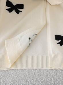 Tween Girls' Premium Autumn Winter New Style Apricot Knit Cardigan- Long-Sleeve Outerwear With Exquisite Jacquard Bow Pattern, Detachable 3D Bow Decoration, Ultra-Soft Cozy Fabric, Loose Lazy Silhouette, Elegant & Versatile, Easy To Match With Tees/Dresses, Suitable For Daily Life & Festive Atmospheres Bow Clothes Sweater With Bows Bow Cardigan Bows Shirt Bow Clothes For Girls Girls Cardigan For Dress Kids Sweaters For Girls Button Girl S Spring And Autumn Suit Simple Dresses For Girls Long Sleeve With Split Jacket - Apricot - View 11