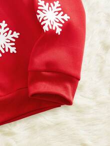 HIMLAND Áo nỉ dài tay nam kiểu dáng thường ngày in họa tiết bông tuyết, phong cách sang trọng đón năm mới. - Đỏ - Xem 5