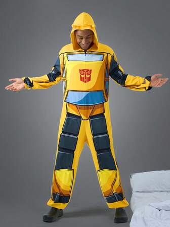 Transformers X SHEIN 男士休闲机器人印花连帽连体衣，秋冬季