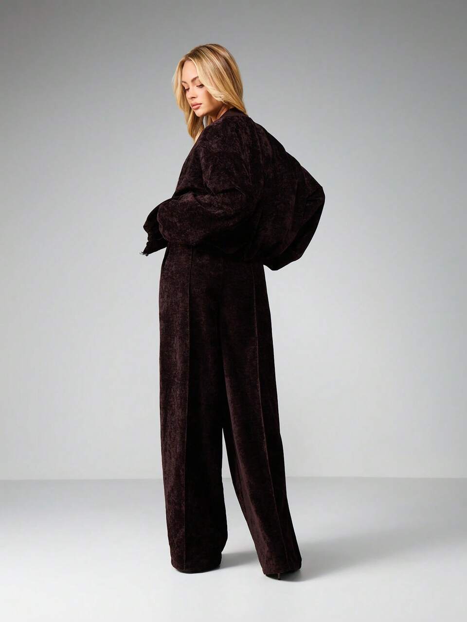 MISSGUIDED Cord Textured Wide Leg High Rise Palazzo Trousers For Fall Winter Lounge Comfort