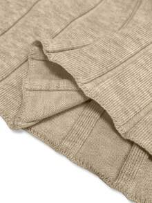 Rafferiza Váy len dệt kim gân cổ tròn tay dài màu trơn - Màu nâu  Mocha - Xem 6