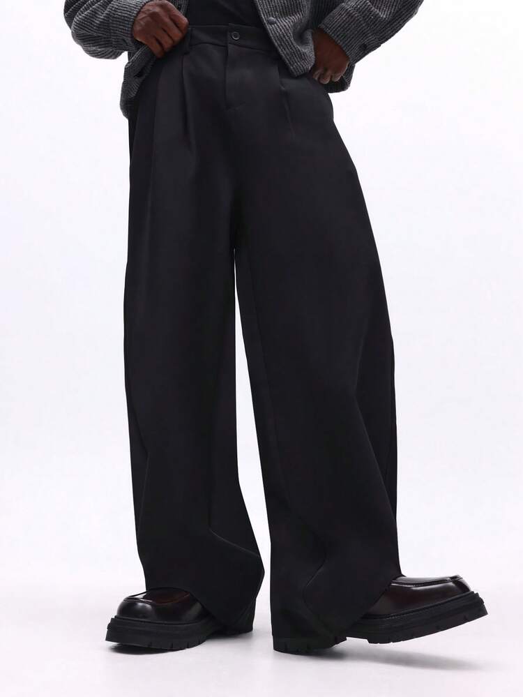 Wide Leg Tailored Pants With Pleats