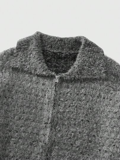 Street Life Minimalist Luxury Collared Sweater, Casual Long Sleeve Men Knit Tops