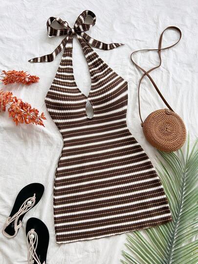 Soleia Women's Casual Vacation, Beach Wedding Guest, Graduation, Brunch, St. Patrick's Day, Spring Break, Easter, Music Festival, Elegant Bohemian, Tropical Elegant Strapless, Off-Shoulder, Backless Mini Dress For Office/Work, Beach Outfit For Women