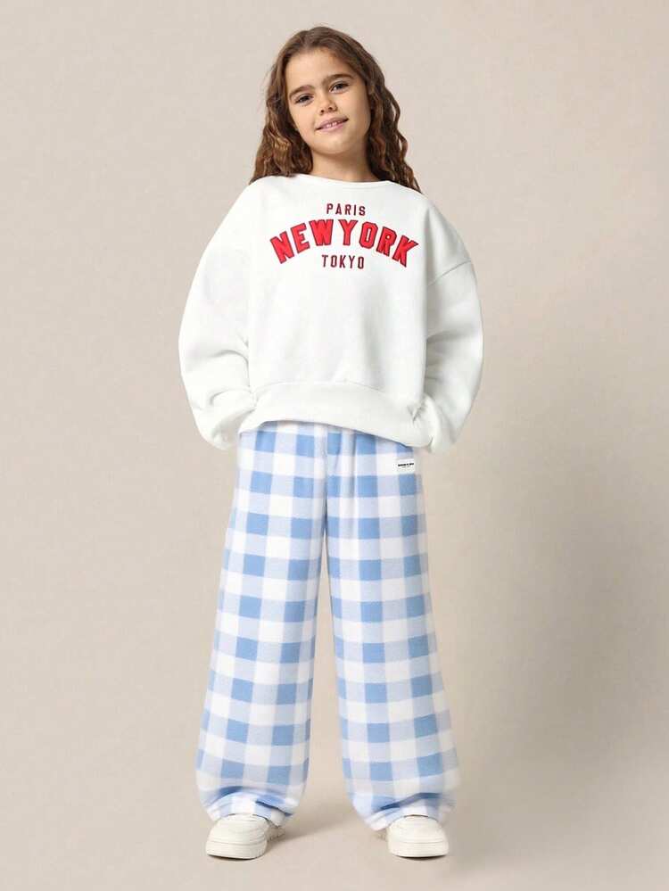 Relaxed Checked Sweatpants With Elastic Waist