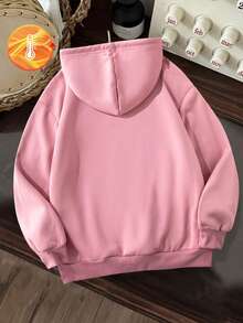 Sparklyn 1pc Tween Girl Casual Cartoon Coffee Cup & Ballerina Girl Print Long Sleeve Sweatshirt Sweater, Loose Fit For School Activities In Autumn/Winter - Pink - View 2