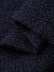 DAZY Women's Solid Color Drop Shoulder Long Sleeve Zip Front Cardigan And Knit Pants Casual 2-Piece Set, Autumn/Winter Hoodie - Blue - View 7