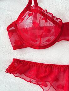 PetitDoll 4件套红色性感薄纱内衣套装