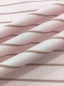 INAWLY Camiseta de manga larga con mezcla de rayas y encaje elegante, casual y linda para mujer