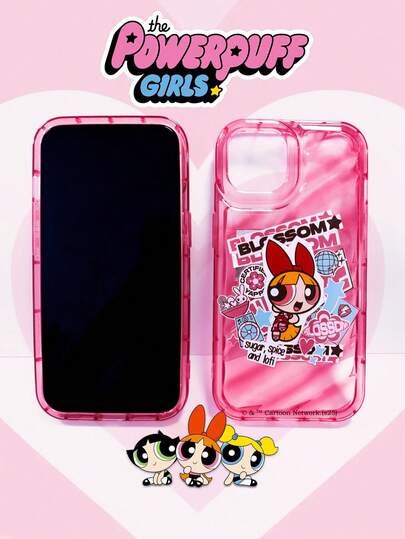 THE POWERPUFF GIRLS X SHEIN 飞天小女警时尚版：透明红色手机壳，印有花花图案和“Sugar, Spice And Lofi”字样 - Y2K 西式风格，完美契合时尚女孩的日常街头穿搭和闺蜜分享。