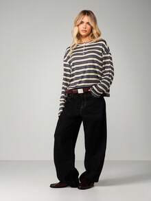 MISSGUIDED Striped Long Sleeve Button Front Top With Crew Neck For Casual Everyday Wear - Multicolor - View 6