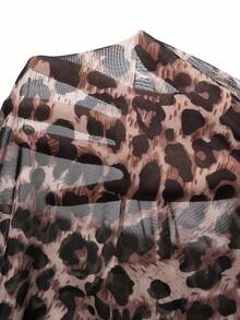 MaterniChic Maternity Leopard Print Oblique Shoulder Long Sleeve T-Shirt Sexy Maternity Dress Cheetah Print Top Maternity Tops One Shoulder Top Plus Leopard Top - Grey - View 8