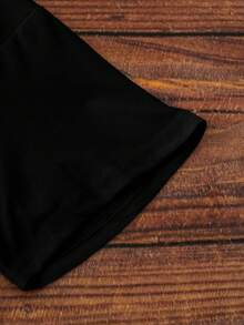 INAWLY Summer Casual Floral Pattern Drop Shoulder Short Sleeve T-Shirt - Black - View 4