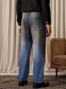 RivetRise Jeans casuales rectos y holgados con bolsillo de color contrastante para hombres