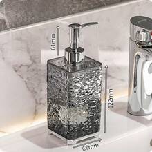 1pc Bathroom Lotion Bottle & Foaming Bottle For Shampoo, Shower Gel, Conditioner, Liquid Soap, 300ml/400ml Gray And White Plastic Water Ripple Refillable Empty Shampoo Pump Bottle, Bathroom Toiletry Stuff, Easy To Clean And Use Home Bathroom Decor Fall Decor Back To School - Multicolor - View 6