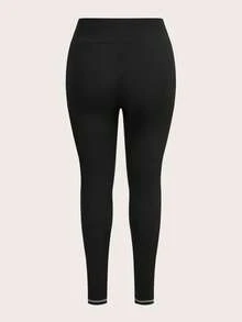 SHEIN Essnce 大码女式打底裤三件套，黑色紧身裤，保暖女式打底裤，女式长裤，冬季女式打底裤 - 彩色 - 查看 5