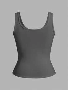 Slaydiva paquete de 3 tops de tirantes básicos casuales de cuello en V profundo acanalado, sin mangas, en color negro y blanco para mujeres - Multicolor - Ver 4