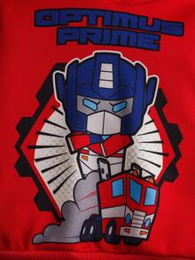 Transformers X SHEIN 2件套男婴休闲机器人印花撞色连帽卫衣和裤子套装 - 彩色 - 查看 4