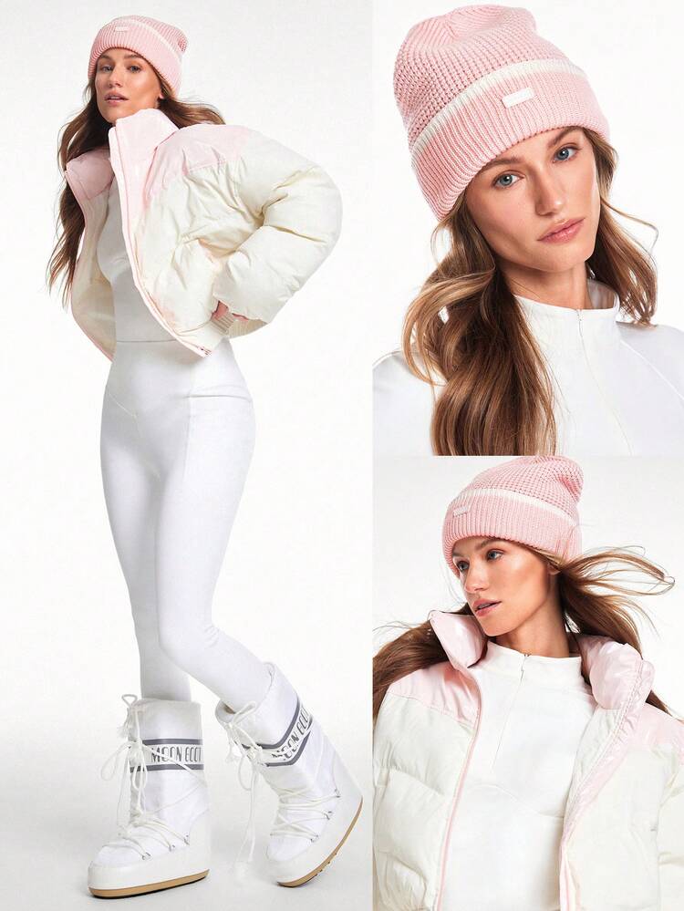 Chill Chaser Soft Warm Color Contrast Ribbed Knit Beanie Autumn Winter Daily Casual Wear Valentine's Day