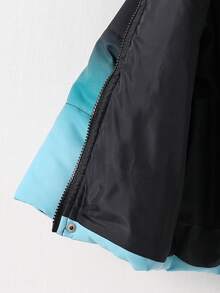 Young BoyGradient Digital Print Letter Collar Padded Coat, Casual & Fashionable, Suitable For Outdoor & Indoor Wear In Winter - Multicolor - View 5