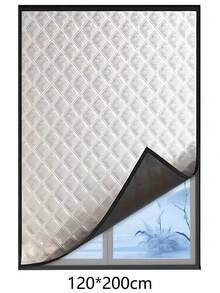 1pc Heat Insulation Blackout Curtain, Winter Windproof Thermal Curtain, Soundproof Insulating Curtain, Summer Bathroom Kitchen Bedroom UV Protection Sunshade, Seal Window, Blackout Soundproof, Easy Installation No Drilling Required - Silver - View 13