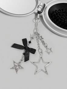 ROMWE Kawaii 1件套可爱蝴蝶结折叠梳子和镜子套装，返校季气囊梳，DIY便携式梳子镜 - 深灰色 - 查看 6