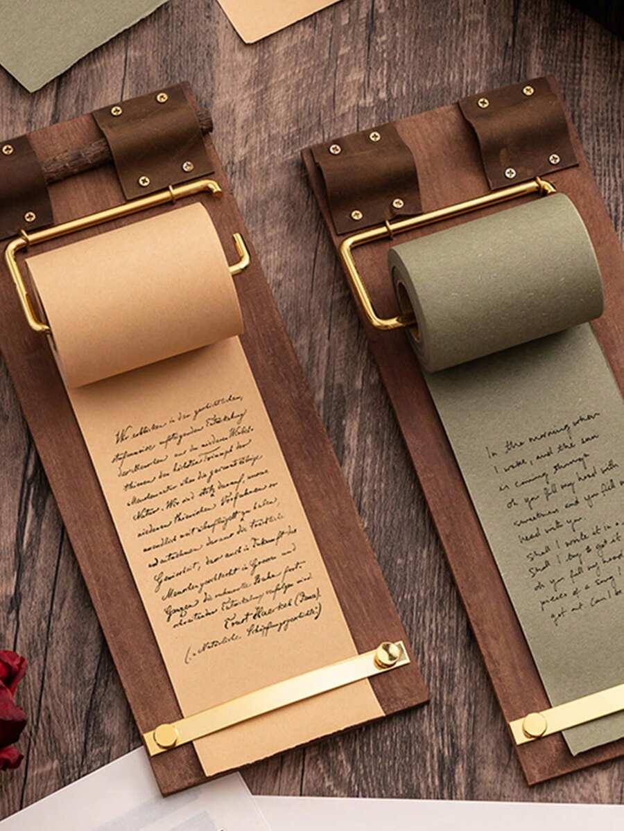 1个复古备忘录夹板：悬挂式卷纸备忘录、无胶木质备忘录和空白提醒笔记本（斋月款） - 多色 - 查看 1