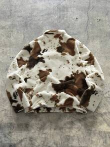 AXEPEAK 加大码男士撞色拉链领休闲抓绒外套，秋冬季