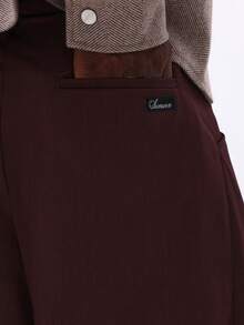 SUMWON Wide Leg Pleated Pants With High Waist Tailored Trousers For Fall Winter - Burgundy - View 8