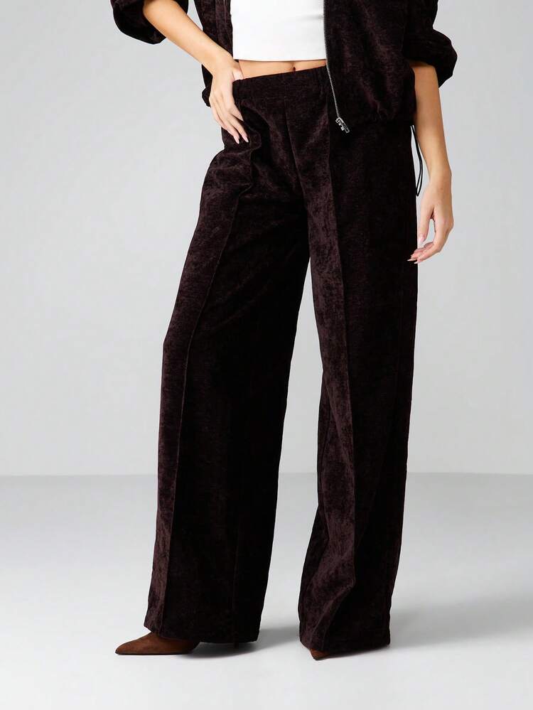 MISSGUIDED Cord Textured Wide Leg High Rise Palazzo Trousers For Fall Winter Lounge Comfort