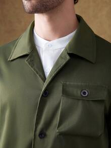 Core Aspect 一套男士成熟休闲西装外套，通勤百搭，时尚舒适，送给男友/老公/周年纪念礼物 - 軍綠色 - 查看 3