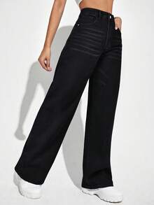 Proste dżinsy z kieszenią z przodu, luźne, codzienne, grube dżinsy, ciepłe dżinsy