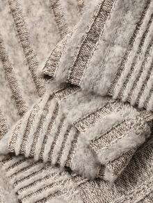 Dazy Plus Elastic Fitted Ribbed Patchwork Fur Collar Zip-Up Cropped Long Sleeve T-Shirt - Light Grey - View 3