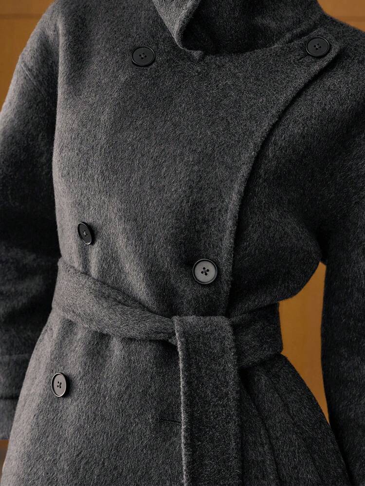 WOOL DOUBLE BREASTED BELTED OVERCOAT