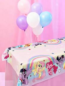 My Little Pony X SHEIN 1 chiếc khăn trải bàn in toàn bộ, cầu vồng, chuyển màu dần dần, nhiều kích cỡ, phù hợp với nhiều loại bàn, khăn trải bàn ngày lễ, khăn trải bàn sinh nhật, Twilight Sparkle/Rainbow Dash/Pinkie Pie/Applejack/Fluttershy/Rarity, ý tưởng quà tặng - Nhiều màu - Xem 4