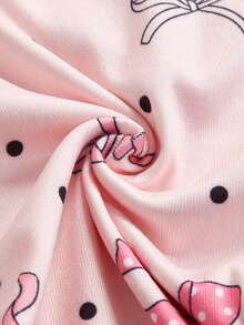 女童修身长袖连体裤，蝴蝶印花，带拉链，家居服 - 黑色 - 查看 5