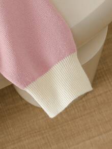 Genkimix Kids Tween Girl Casual Loose Long Sleeved Half Zip Sweater, Fashionable Winter - Pink - View 3