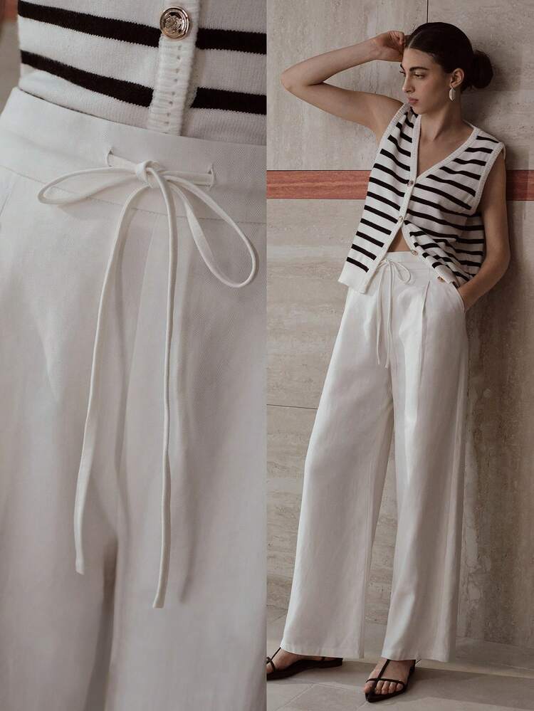 MOTF PREMIUM WOMEN'S LINEN PANTS - CASUAL & FASHIONABLE,  LINEN FABRIC, SKIN-FRIENDLY & COMFORTABLE - Beige - View 1